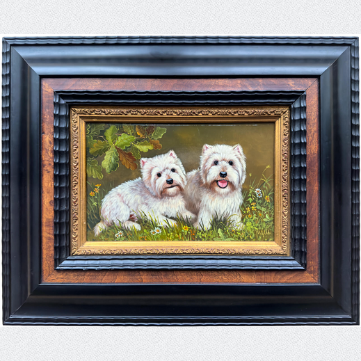 Siegmar Jugelt, oilpainting, 2 small terriers, 20th/21th century