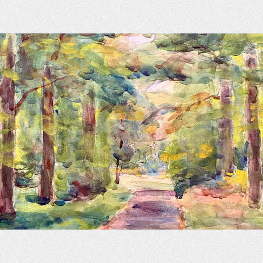 Rudolf Uttecht Watercolour Forest Leipzig-Connewitz 1957